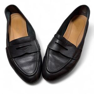 AEROSOLES Black Leather Slip-On Loafers, size 9.5